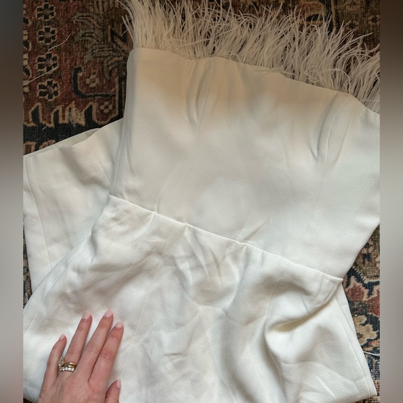 house of cb - white bianca feathered trim midi dress - Picture 2 of 4